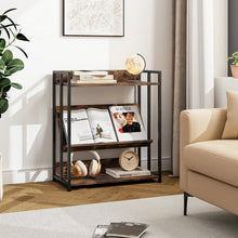 Load image into Gallery viewer, Industrial Vintage 3-Tier Metal Bookshelf - Storage Rack for Living Room and Bedroom