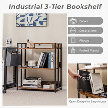 Load image into Gallery viewer, Industrial Vintage 3-Tier Metal Bookshelf - Storage Rack for Living Room and Bedroom