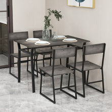Load image into Gallery viewer, Industrial Style Dining Table Set 5-Piece with 4 Chairs and Storage Rack - Suitable for Dining Rooms and Kitchens