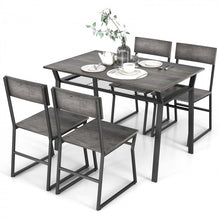 Load image into Gallery viewer, Industrial Style Dining Table Set 5-Piece with 4 Chairs and Storage Rack - Suitable for Dining Rooms and Kitchens