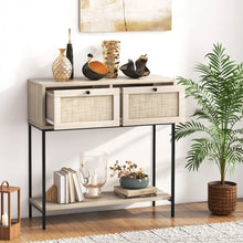 Load image into Gallery viewer, Costway Entryway Table with Storage Space, 2 Drawers and Open Shelving - Suitable for Living Room, Entry, and Hallway