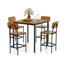 Charger l'image dans la galerie, Industrial Style Dining Room Tables and Chairs 5-Piece Set with Bar Stools - Suitable for Restaurant and Cafe