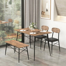 Load image into Gallery viewer, Costway 4-Piece Dining Room Set with Rectangular Table, Bench, and Chairs - Suitable for Restaurant and Kitchen
