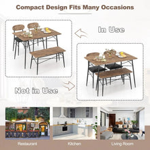 Load image into Gallery viewer, Costway 4-Piece Dining Room Set with Rectangular Table, Bench, and Chairs - Suitable for Restaurant and Kitchen