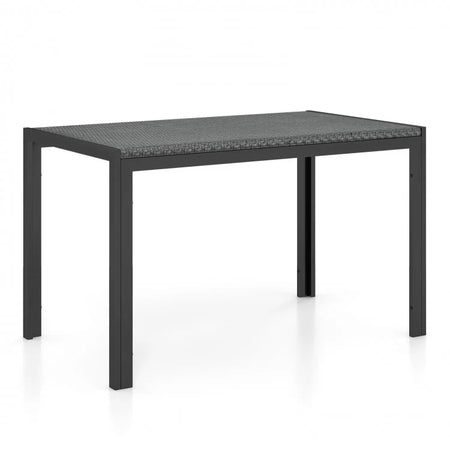 Outdoor Black Wicker Dining Room Table Outside - Suitable for Patio and Backyard