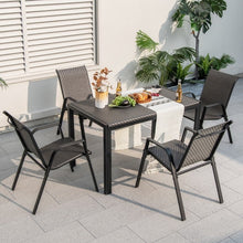 Load image into Gallery viewer, Outdoor Black Wicker Dining Room Table Outside - Suitable for Patio and Backyard