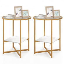 Load image into Gallery viewer, Costway Modern Round Side Table Set of 2 with Glass Top - Suitable for Bedroom and Dormitory