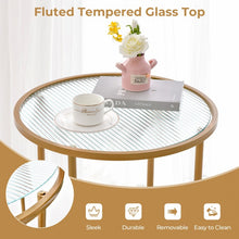Load image into Gallery viewer, Costway Modern Round Side Table Set of 2 with Glass Top - Suitable for Bedroom and Dormitory
