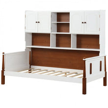 Load image into Gallery viewer, Costway Furniture:White Sofa Bed with Bookshelf and Storage Shelves