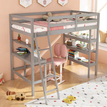 Load image into Gallery viewer, Costway Furniture:Bedroom Loft Bed with Desk and Bookshelf