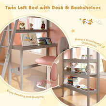 Load image into Gallery viewer, Costway Furniture:Bedroom Loft Bed with Desk and Bookshelf