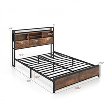 Load image into Gallery viewer, Costway Furniture:Vintage Industrial Metal Bed Frame with Headboard Shelf