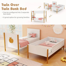 Load image into Gallery viewer, Adorable Kids Bunk Bed with Ladder and Wooden Frame