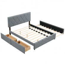 Load image into Gallery viewer, Costway Furniture:Grey Sofa Bed with Built-in Pull-out Drawer and Soft Mattress