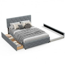 Load image into Gallery viewer, Costway Furniture:Grey Sofa Bed with Built-in Pull-out Drawer and Soft Mattress