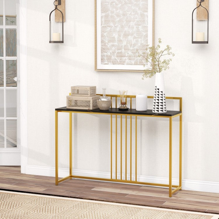 Costway Modern Narrow Entryway Table with Marble Top - Suitable for Living Room and Entryway