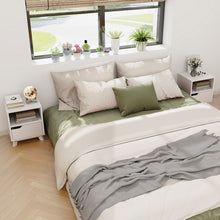 Load image into Gallery viewer, Costway Modern White Side Table Nightstand with Drawer and Open Shelf - Suitable for Living Room and Bedroom