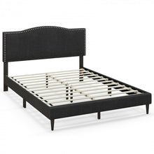 Load image into Gallery viewer, Costway Furniture:Black Modern Luxury Linen Upholstered Bed Frame