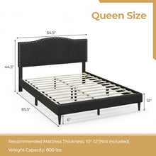 Load image into Gallery viewer, Costway Furniture:Black Modern Luxury Linen Upholstered Bed Frame