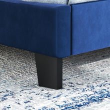 Load image into Gallery viewer, Blue Velvet Upholstered Headboard Platform Bed for Bedroom