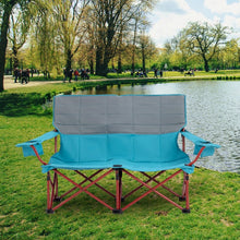 Load image into Gallery viewer, Portable Outdoor Camping Folding Sofa Chair with Cup Holders
