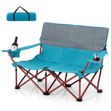 Load image into Gallery viewer, Portable Outdoor Camping Folding Sofa Chair with Cup Holders