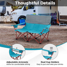 Load image into Gallery viewer, Portable Outdoor Camping Folding Sofa Chair with Cup Holders
