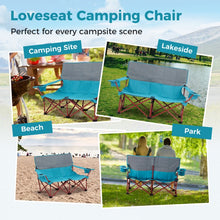 Load image into Gallery viewer, Portable Outdoor Camping Folding Sofa Chair with Cup Holders