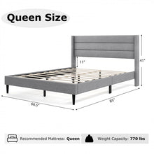 Load image into Gallery viewer, Grey Linen Upholstered Bed Frame with Tall Headboard