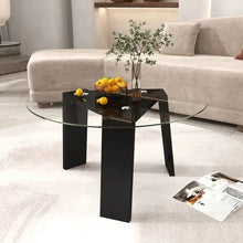 Charger l'image dans la galerie, Costway Modern Round Coffee Table with Glass Top - Suitable for Living Room and Cafe