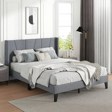 Load image into Gallery viewer, Modern Minimalist Platform Bed with Headboard Storage Pockets