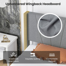 Load image into Gallery viewer, Modern Grey Upholstered Headboard Bedroom Bed