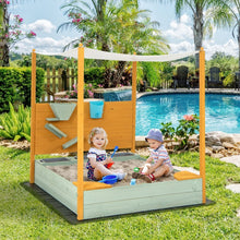 Load image into Gallery viewer, Outdoor Courtyard Children's Sandbox with Sand Walls and Removable Canopy for Kids Aged 3-8