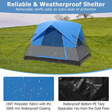 Charger l'image dans la galerie, Outdoor Camping Tent with Removable Ground Mat and Rain Cover - Blue, Accommodates Up to 3 People