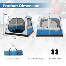 Charger l'image dans la galerie, Outdoor Camping Large Tent with Mesh Windows - Portable Bag, Accommodates Up to 5 People
