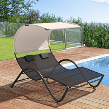 Load image into Gallery viewer, Costway Outdoor Daybeds with Canopy - Double Lounge Chair and Headrest - Suitable for Patio, Pool, and Backyard