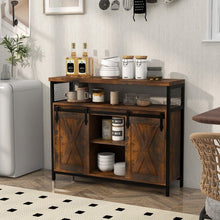 Load image into Gallery viewer, Costway Antique Bar Cabinet Dining Storage Unit with Sliding Doors and Adjustable Shelves - Suitable for Restaurant