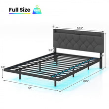 Load image into Gallery viewer, Gray Metal Bed Frame with Built-in LED Lights and Charging Station