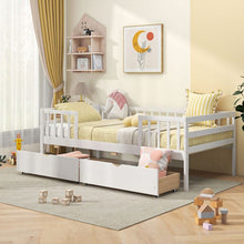 Load image into Gallery viewer, Costway Furniture:White Sofa Bed with Drawers and Safety Guard Rails