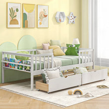 Load image into Gallery viewer, Costway Furniture:White Sofa Bed with Drawers and Safety Guard Rails