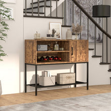 Charger l'image dans la galerie, Costway Retro Bar Cabinet Kitchen Storage with USB Power Outlet - Suitable for Kitchen and Dining Room
