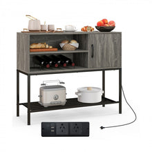 Charger l'image dans la galerie, Costway Retro Bar Cabinet Kitchen Storage with USB Power Outlet - Suitable for Kitchen and Dining Room
