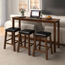 Load image into Gallery viewer, Farmhouse Dining Room Sets - 4-Piece Set with Built-in 3 Bar Stools with Cushions - Suitable for Restaurant and Small Tavern