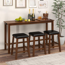Load image into Gallery viewer, Farmhouse Dining Room Sets - 4-Piece Set with Built-in 3 Bar Stools with Cushions - Suitable for Restaurant and Small Tavern