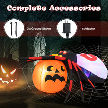 Load image into Gallery viewer, Halloween Inflatable Spider with Pumpkin and Built-in Blower - Suitable for Halloween Decorations, Activities, and Parties