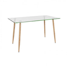 Load image into Gallery viewer, Modern Rectangular Glass Dining Table with Heavy-Duty Steel Legs - Suitable for Kitchen and Restaurant