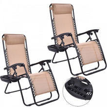 Load image into Gallery viewer, Outdoor Patio Pool Zero Gravity Folding Lounge Chair 2-Piece Set