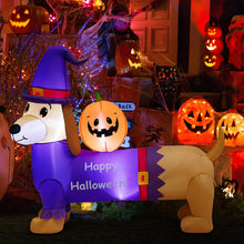 Load image into Gallery viewer, Halloween Inflatable Dachshund with Pumpkin - Suitable for Trick-or-Treat Events and Haunted Houses
