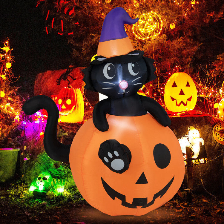Halloween Inflatable Pumpkin and Witch Black Cat - Suitable for Halloween Decorations and Parties