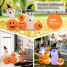 Load image into Gallery viewer, Halloween Inflatable Pumpkin with 2 Ghosts and Built-in Wizard Hat LED Lights - Suitable for Carnival Parties
